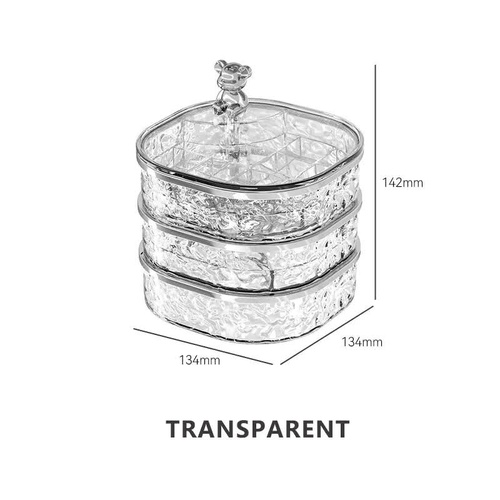 Transparent Three-Layer Rotatable Jewelry Organizer Box – Stylish and Anti-Oxidation Storage for Earrings, Necklaces, and Rings - Main Image