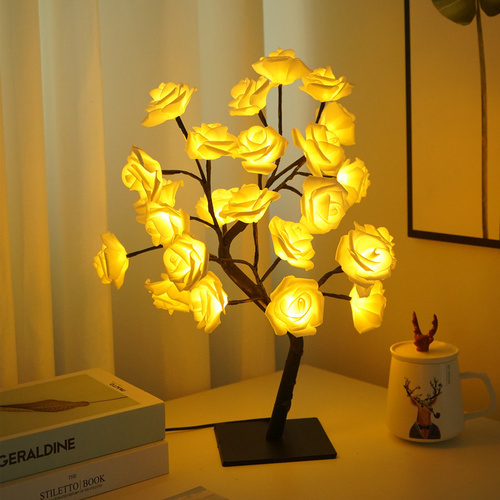 LED Rose Flower Tree Light with Detachable Base and USB Switch – Decorative Night Light for Home Décor - Main Image