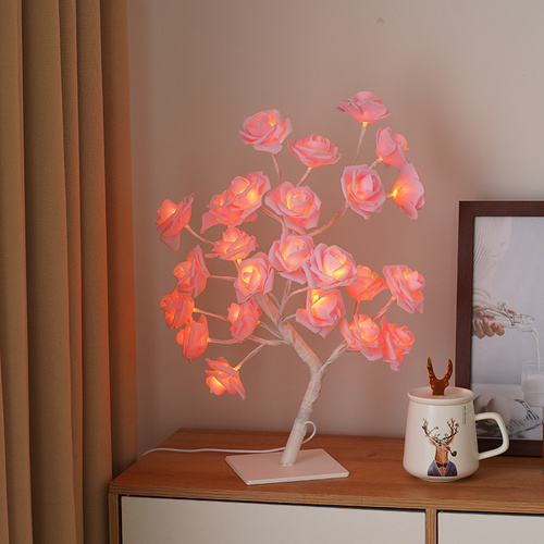 LED Rose Flower Tree Light with Detachable Base and USB Switch – Decorative Night Light for Home Décor - Main Image