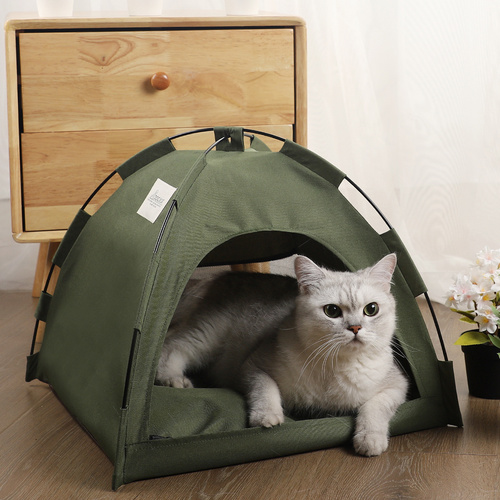 S Green Foldable Breathable Summer Pet Tent with Cooling Mat – Portable Outdoor and Indoor Pet Shelter - Main Image