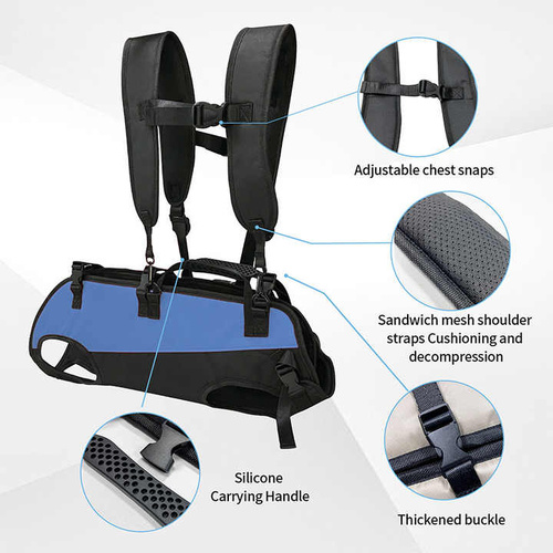 L Blue Multifunctional Pet Backpack with Adjustable Straps, Outdoor Assist Walking Harness Carrier for Dogs And Cycling Dog Backpack - Main Image