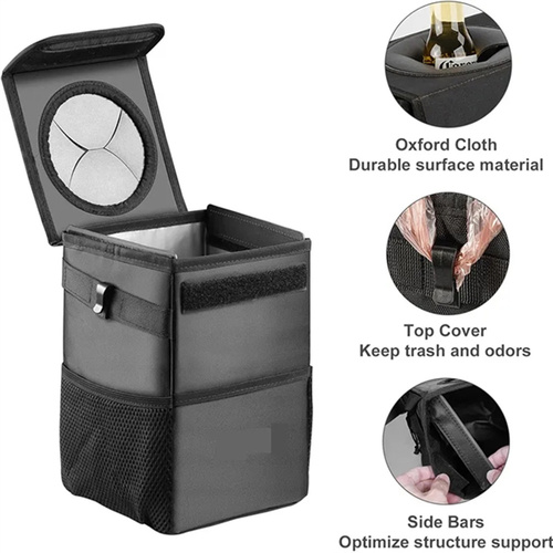 Car Trash Can, Waterproof Insulated Cooler Bag, Foldable Auto Organizer, Multi-Purpose - Main Image