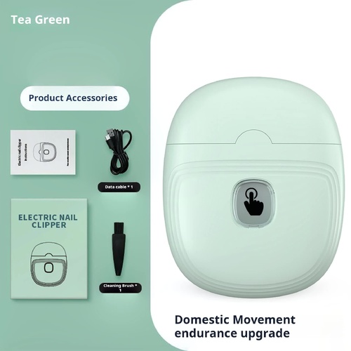 Light Green Automatic Electric Nail Trimmer with LED Light, Rechargeable Nail Clipper and File for Adults & Kids, Portable Nail Care Device - Main Image