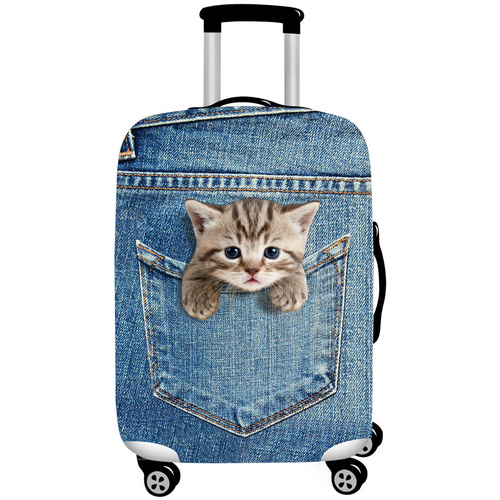 L 25-28 Inch Elastic Luggage Cover with Zipper, Travel Suitcase Protector, Scratch Resistant Luggage Cover - Main Image