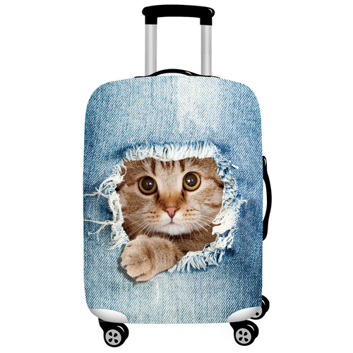 L 25-28 Inch Elastic Luggage Cover with Zipper, Travel Suitcase Protector, Scratch Resistant Luggage Cover - Main Image