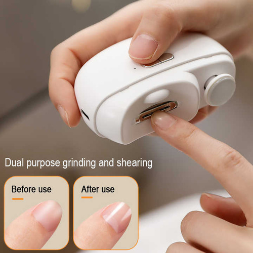 White Automatic Electric Nail Clipper & Grinder – Multi-Functional Safe Nail Trimmer for Adults & Kids - Main Image