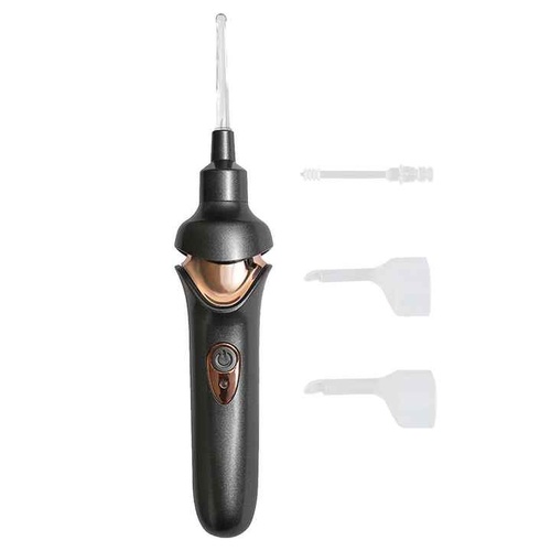 Black Electric Earwax Removal Tool - LED Light Ear Cleaner for Adults and Kids, USB Rechargeable with Multiple Tips - Main Image