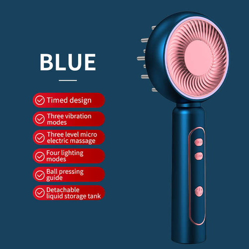 Blue Intelligent Scalp Massager Brush with Red Light Therapy - Hair Care, Volumizing, and Essence Applicator - Main Image