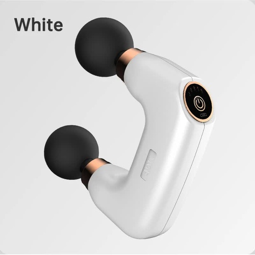 White Dual-Head Mini Massage Gun - Portable Professional Muscle Relaxation Device with 5-Speed Adjustment for Deep Tissue Recovery and Pain Relief - Main Image