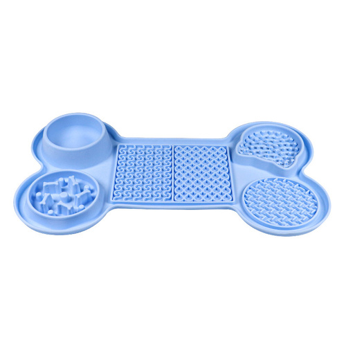 Light Blue Silicone Pet Licking Mat Slow Feeder Pad with Strong Suction and Foldable Design, Heat Resistant -40°C to 240°C, for Dogs and Cats - Main Image