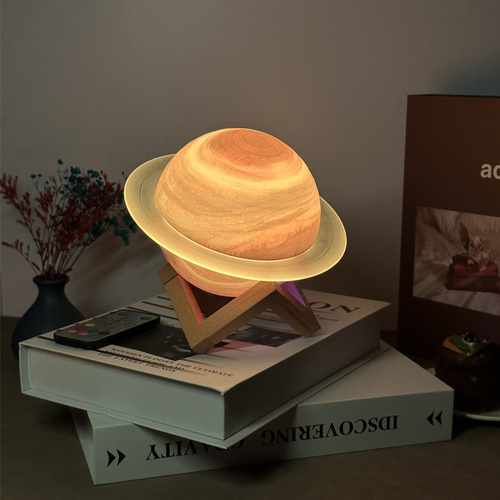 Yellow 3D Saturn Ring Bluetooth Speaker with Adjustable LED Lights, HiFi Bass, USB Charging, and Immersive Sound for Home and Desktop Use - Main Image