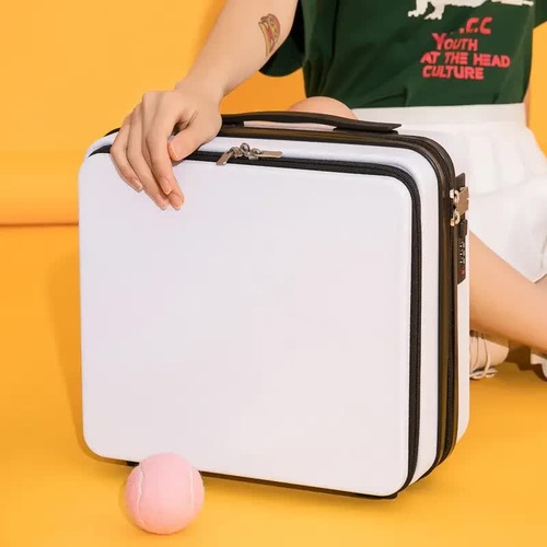White Mini 16-Inch Password-Protected ABS Storage and Carry-On Luggage Box | Front-Opening Cosmetic Organizer | Lightweight 1.46kg Travel Case - Main Image