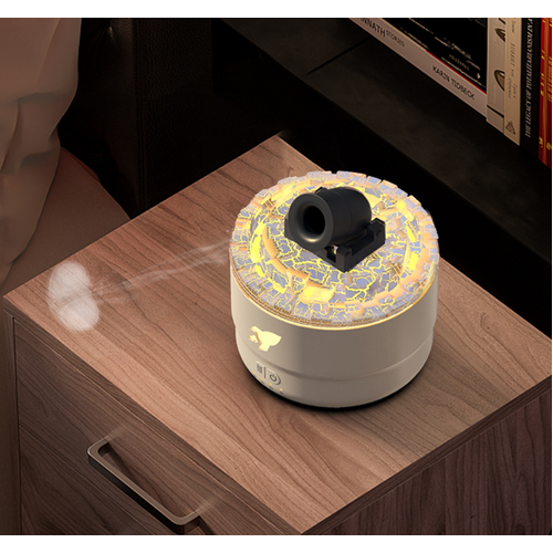 White Creative Cannon-Shaped Aromatherapy Diffuser with Colorful LED Lights, 280ml Ultrasonic Humidifier, Dual Mist Modes, Desktop Small Air Freshener - Main Image