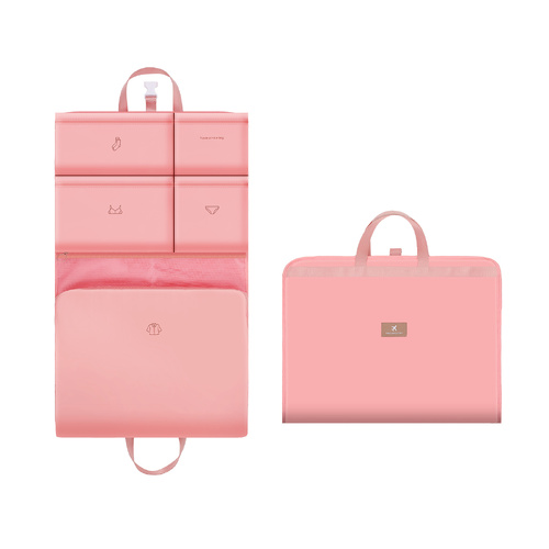 Dark Pink Travel Storage Organizer Bag - Multi-Compartment Lightweight Foldable Luggage Organizer for Clothes, Underwear, and Accessories - Portable a - Main Image