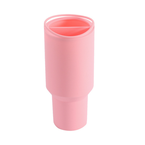 Pink 40oz Silicone Dual-Chamber Cup Separator - Food-Grade Drink Divider, Cold Drink Mug with Separate Compartments, BPA-Free Silicone Liner for Bever - Main Image
