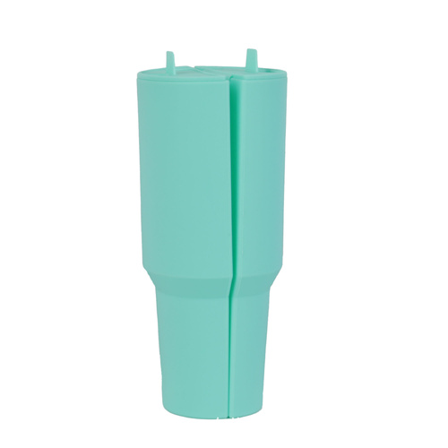 Turquoise 40oz Silicone Dual-Chamber Cup Separator - Food-Grade Drink Divider, Cold Drink Mug with Separate Compartments, BPA-Free Silicone Liner for  - Main Image