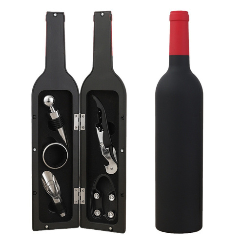 Red Closure Creative Wine Accessories Set – 5-Piece High-Grade Wine Tool Gift Set - Main Image