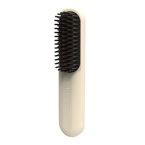 Yellow Wireless Hair Straightening Brush - Portable 2-in-1 Styling Tool with USB Charging, Ceramic Heat Technology, and Compact Design - Main Image
