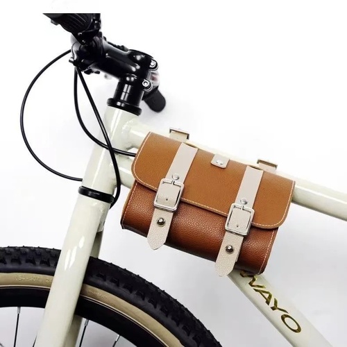Brown Vintage Bicycle Handlebar Bag – Universal Front & Rear Bike Accessory for Commuting and Cycling - Main Image