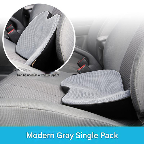 Grey Mini Car Seat Cushion - Memory Foam Height-Boost Cushion with Removable Mesh Cover - Driver Seat Pad for All Seasons - Main Image
