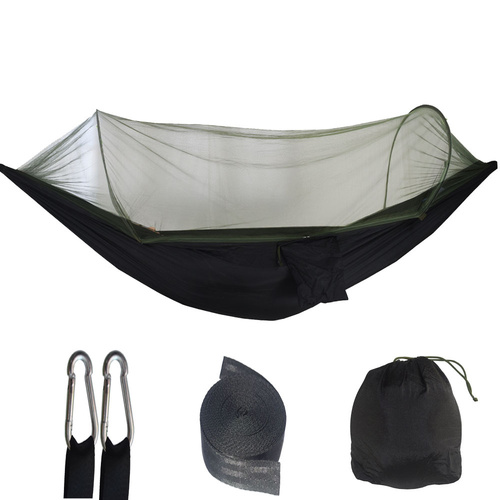 Black Automatic Pop-Up Mosquito Net Hammock - 200kg Load Capacity, Lightweight Outdoor Camping Gear with Quick Setup and Durable Design - Main Image
