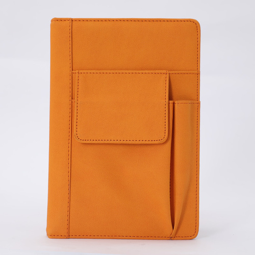 Orange A5 Multi-Functional PU Leather Notebook with Pockets - Office Planner and Journal - Main Image