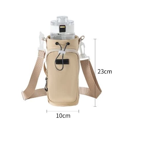 Yellow Portable Outdoor Water Bottle Holder Bag with Adjustable Shoulder Strap, Nylon Waterproof Material, 121g Lightweight, 23cm Height for Travel an - Main Image