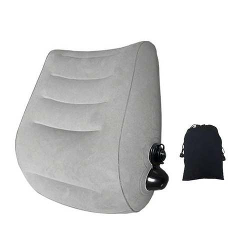Grey Portable Press-to-Inflate Travel Lumbar Cushion – Lightweight, Supportive Backrest for Flights, Trains, and Office Use - Main Image