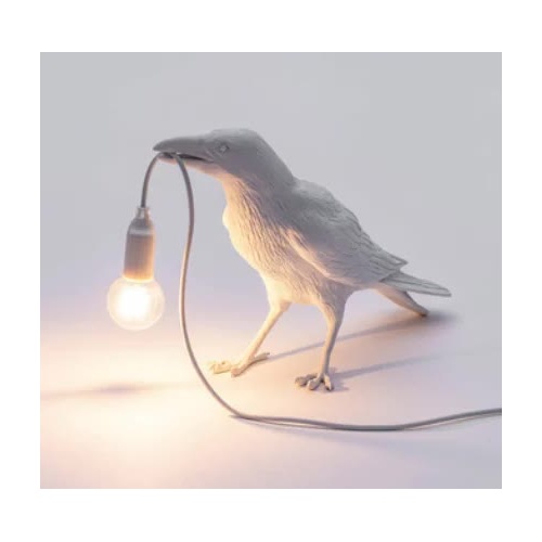 White Bird Standing Shape Nordic Resin Bird Wall Lamp - Creative Animal Bedside Decorative USB Night Light, Stylish Bird Perched Lamp for Bedroom and  - Main Image
