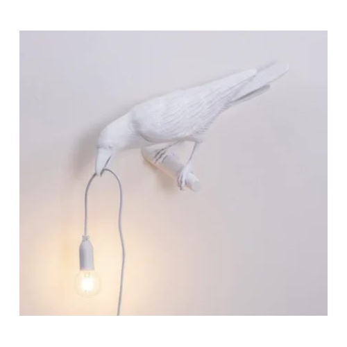 White Bird Right Wall Lamp Nordic Resin Bird Wall Lamp - Creative Animal Bedside Decorative USB Night Light, Stylish Bird Perched Lamp for Bedroom and - Main Image