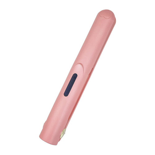 Pink Portable Mini Wireless Hair Straightener - USB Rechargeable, 2-in-1 Curling & Straightening Iron, Adjustable 3-Temperature Settings , 20s Fast He - Main Image