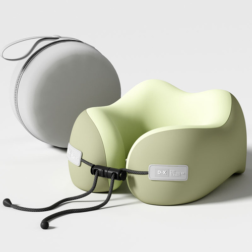 Green Portable U-Shaped Memory Foam Travel Pillow - Ergonomic Neck Support for Airplane, Car, Office - Lightweight & Compact with Storage Box - Main Image