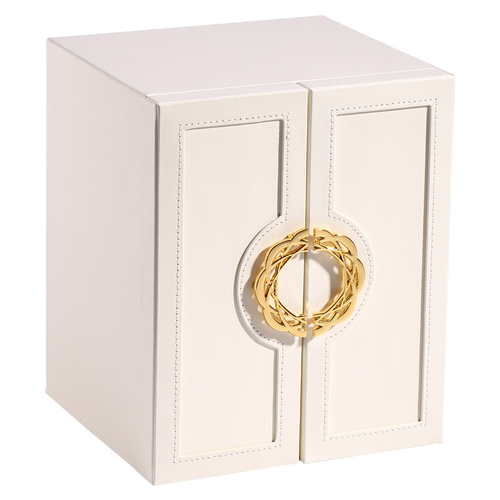White Elegant 5-Layer Large Capacity Jewelry Storage Box with Dual Opening Doors - Perfect for Organizing Necklaces, Rings, Earrings, and More(Jewelry - Main Image