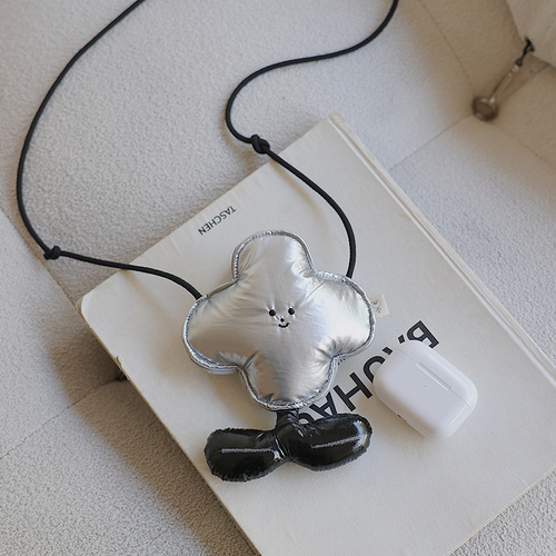 Silver Mini Crossbody Coin Purse & Earphone Pouch - Adorable Floral Design, Small Bag for Lipsticks, Lightweight Travel Essentials - Main Image