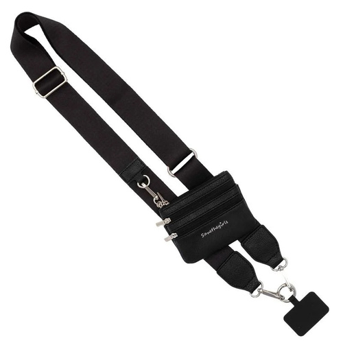 Black Adjustable Crossbody Strap with Mini Pouch - Versatile Replacement Shoulder Strap - Main Image