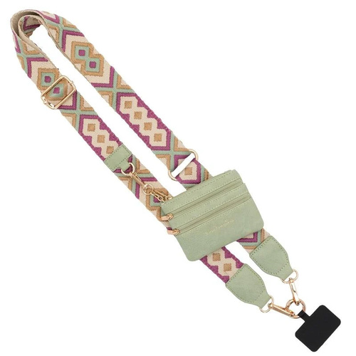 Diamond shape Patchwork Adjustable Crossbody Strap with Mini Pouch - Versatile Replacement Shoulder Strap - Main Image