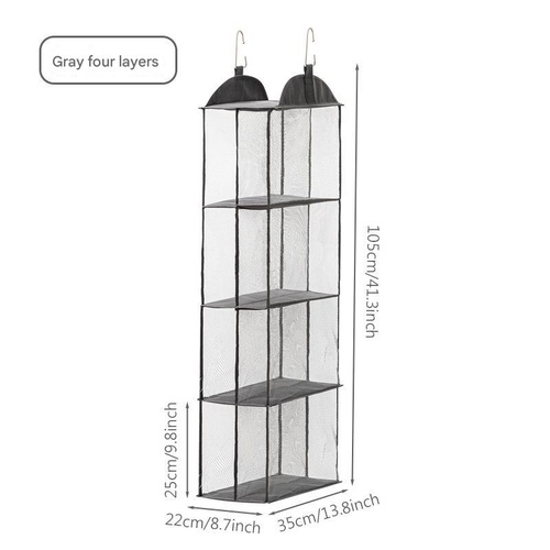Grey Hanging Dustproof Storage Bag - Multi-Layer Organizer for Bags, Clothes & Accessories, 4-Tier Non-Woven Fabric - Main Image