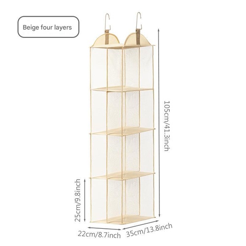 Off White Hanging Dustproof Storage Bag - Multi-Layer Organizer for Bags, Clothes & Accessories, 4-Tier Non-Woven Fabric - Main Image