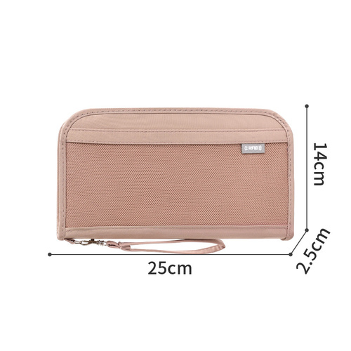 Pink Portable RFID Blocking Travel Passport Holder with Large Capacity - Main Image