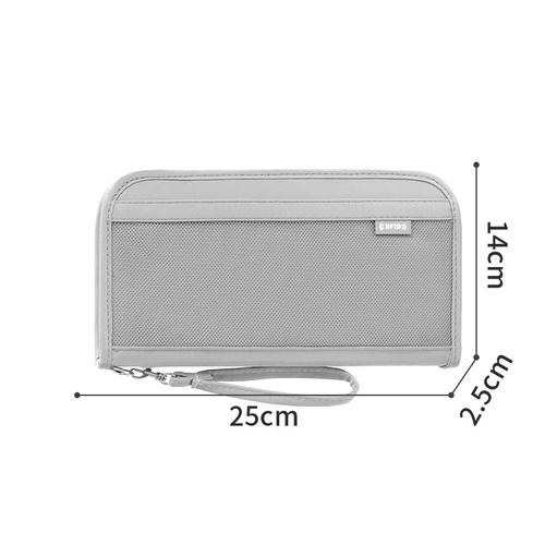 Grey Portable RFID Blocking Travel Passport Holder with Large Capacity - Main Image