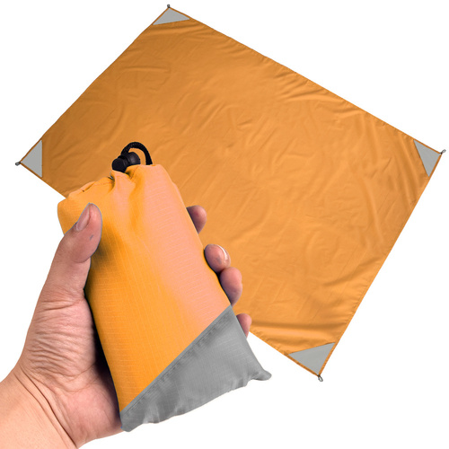 Orange And Grey Portable Waterproof Camping Mat - Foldable Picnic and Beach Blanket - Main Image