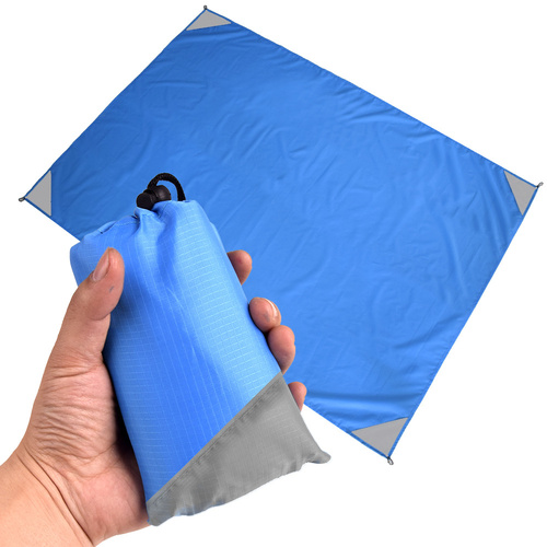 Blue And Grey Portable Waterproof Camping Mat - Foldable Picnic and Beach Blanket - Main Image