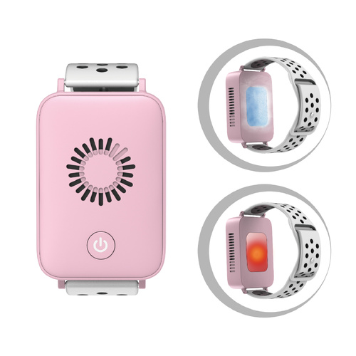 Pink Wearable Cooling and Heating Wristband - Mini Wearable Air Conditioner for Instant Heat or Cool Relief with USB Fast Charging - Main Image