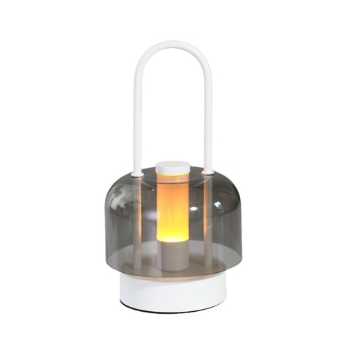 White Portable Rechargeable LED Lantern -Touch Control, Adjustable Brightness, USB Charging - Main Image