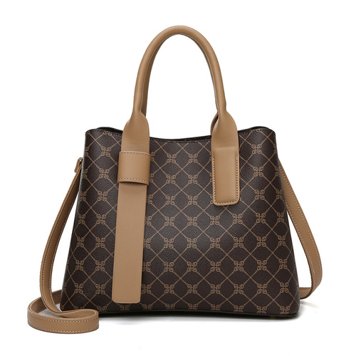 Brown Retro Fashion Handbag – Elegant Tote with Large Capacity for Work and Daily Use - Main Image