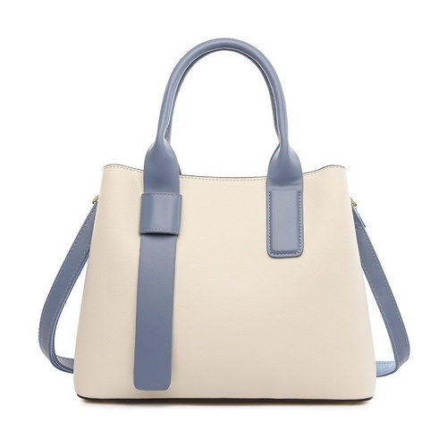 Off White And Blue Retro Fashion Handbag - Elegant Tote with Large Capacity for Work and Daily Use - Main Image