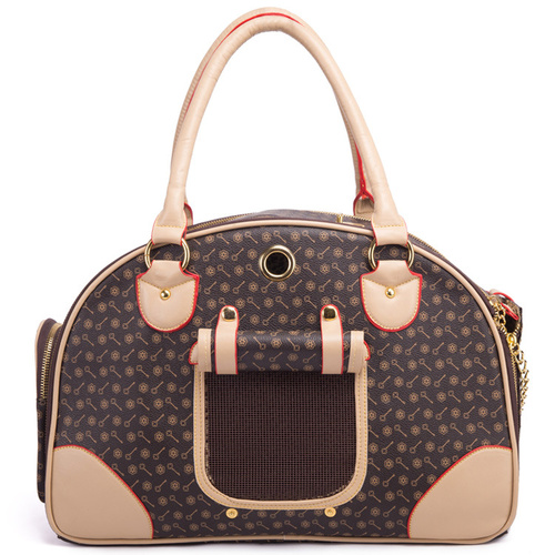 Portable Pet Travel Bag - Anti-Crush Dog Carrier for Outdoor Trips (L-42x29x18cm, Coffee Color) - Main Image