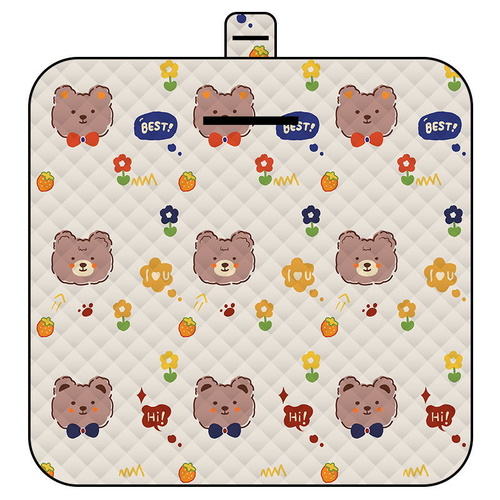 Thickened Waterproof Picnic Blanket - Portable Outdoor Beach Mat for Camping and Hiking 150*200cm(Bow tie bear) - Main Image