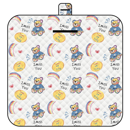 Thickened Waterproof Picnic Blanket - Portable Outdoor Beach Mat for Camping and Hiking 150*200cm(Rainbow Bear) - Main Image