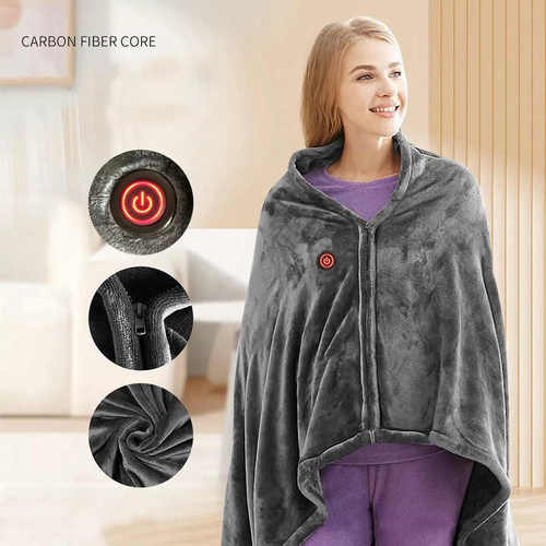 Electric Heated Flannel Blanket - 150x80cm USB-Powered Wearable Heating Shawl - Main Image